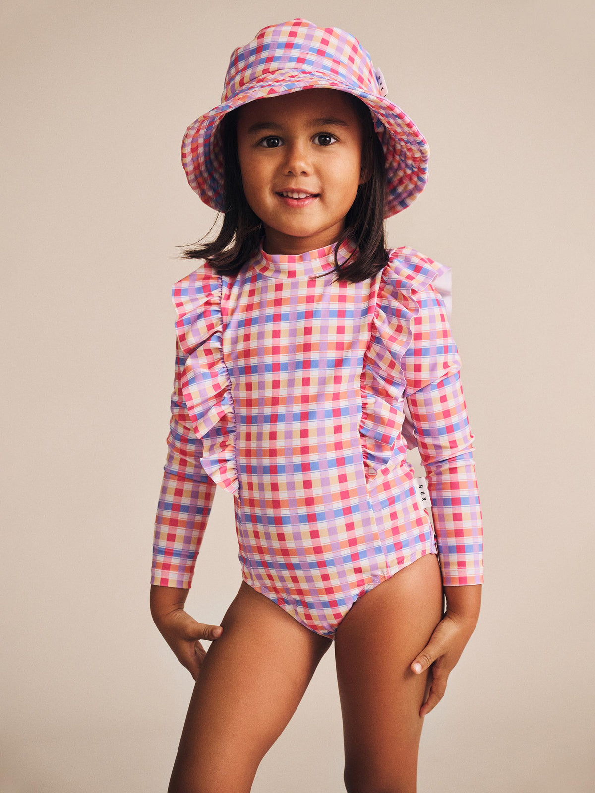 Rainbow Check Swim Hat