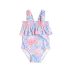 Shirred Swimsuit Floral Bloom