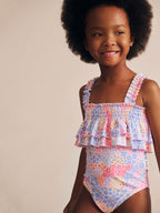 Shirred Swimsuit Floral Bloom