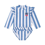 Vintage Stripe Cherry Peplum Swimsuit