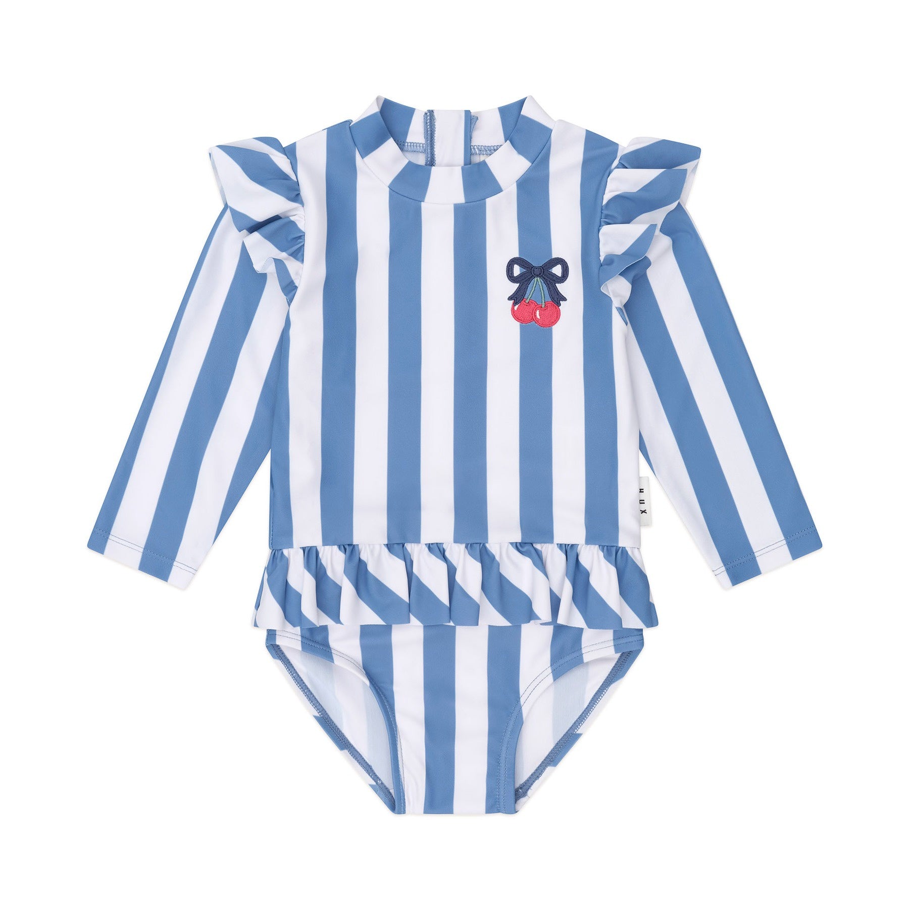 Vintage Stripe Cherry Peplum Swimsuit