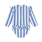 Vintage Stripe Cherry Peplum Swimsuit