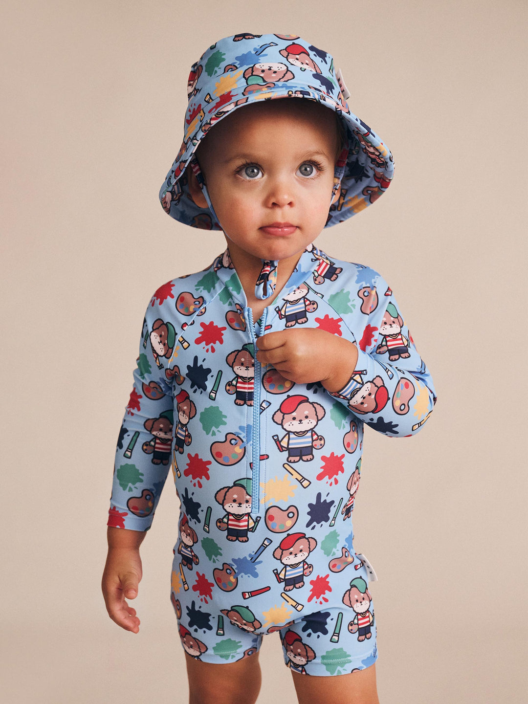 Huxbaby Parisian Painter Pup Swimsuit Shortie