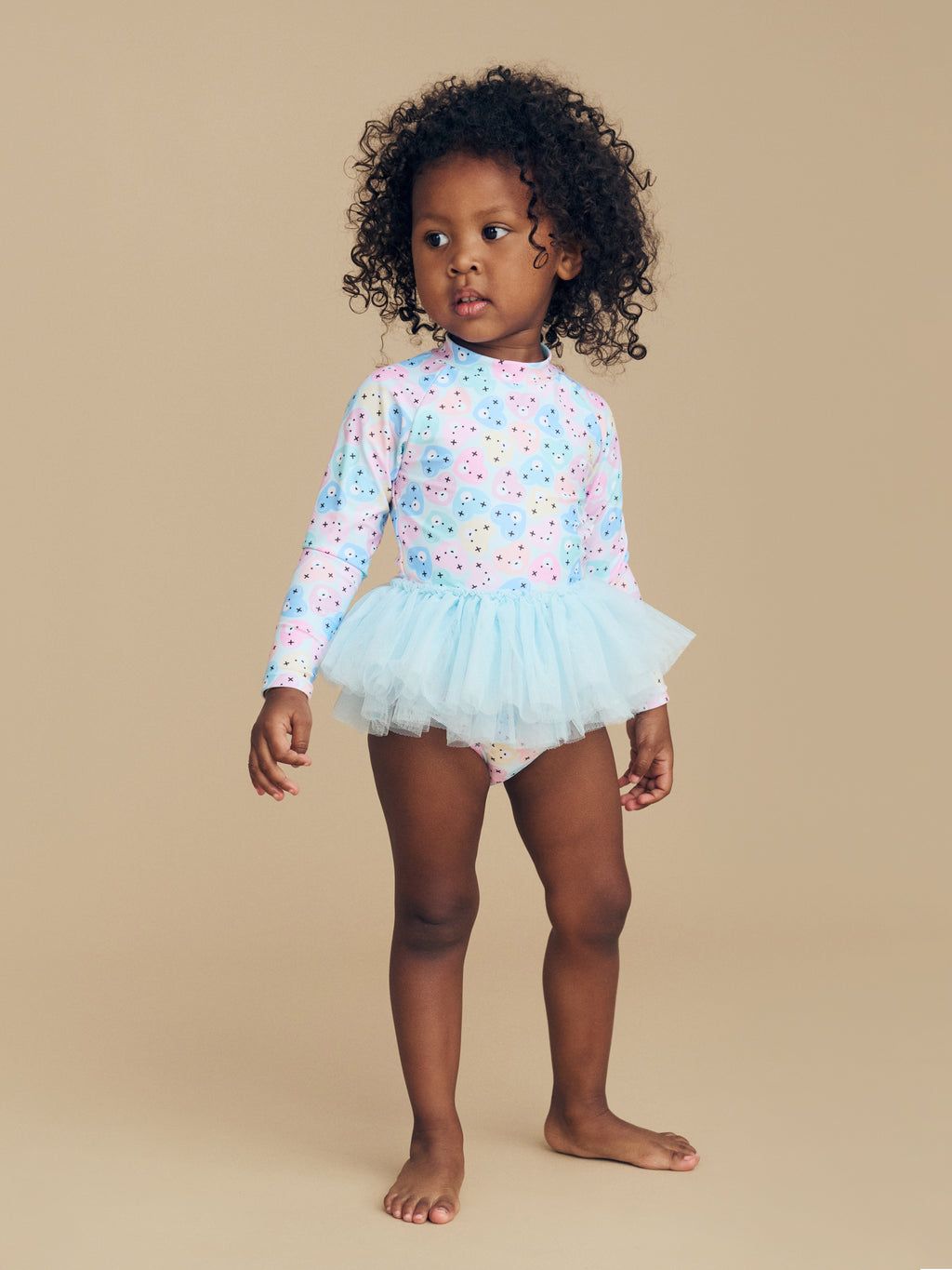 Huxbaby Heart Bear Ballet Swimsuit - Ice Water
