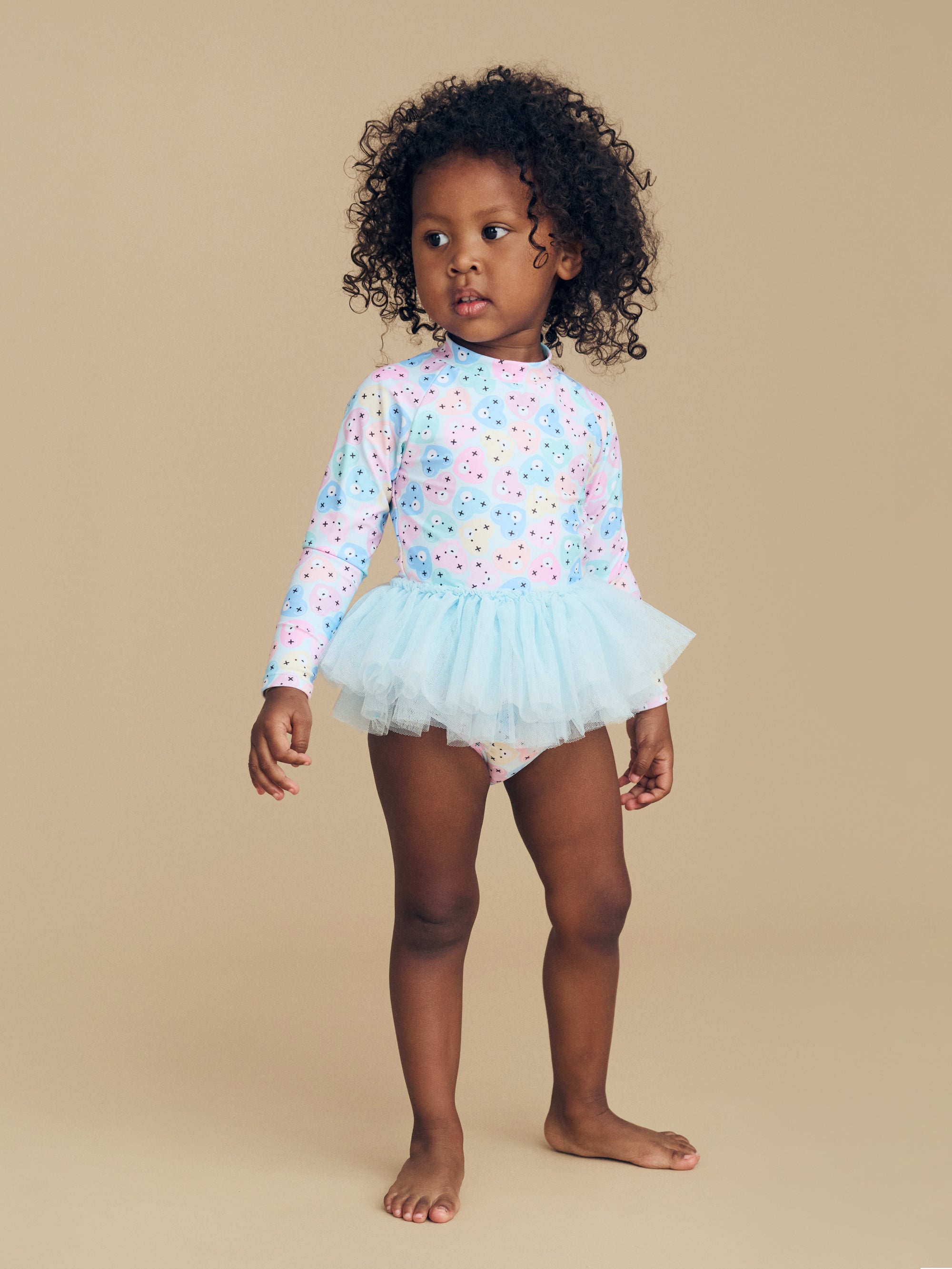 Huxbaby Heart Bear Ballet Swimsuit - Ice Water