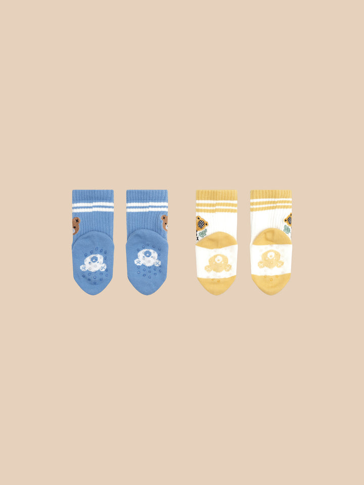 Huxbaby Hux Tennis 2 pack Socks - Bright Blue/Golden
