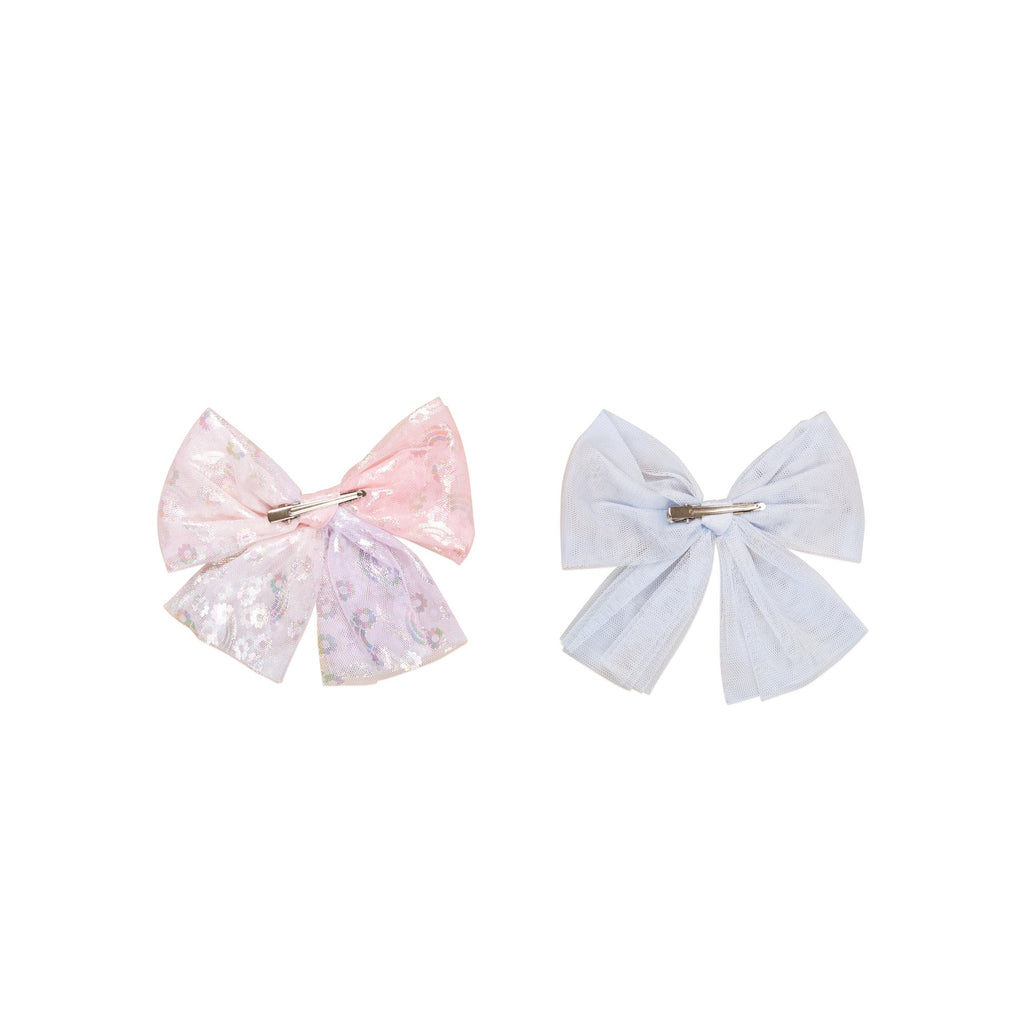 Rainbow Tulle 2pk Hair Bow - Frozen + Multi