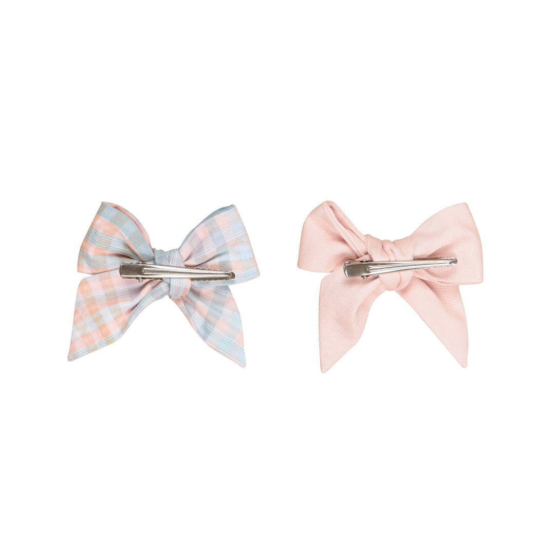 Huxbaby Rainbow Check 2pk Hair Bow - Pink Pearl + Multi