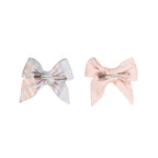 Rainbow Check 2pk Hair Bow - Pink Pearl + Multi