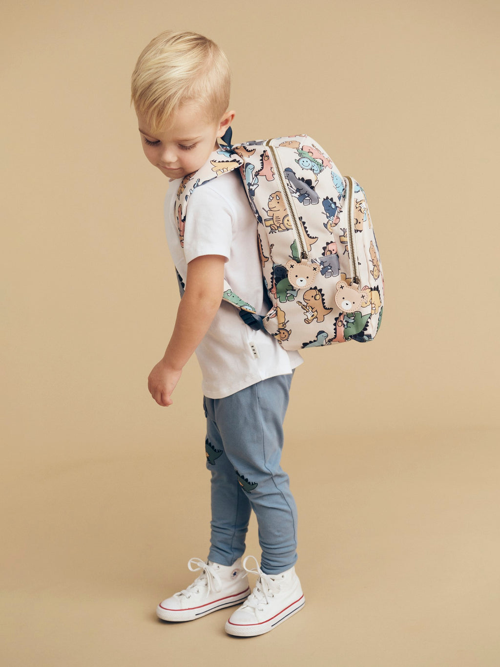 Dino Band Backpack - Almond Milk