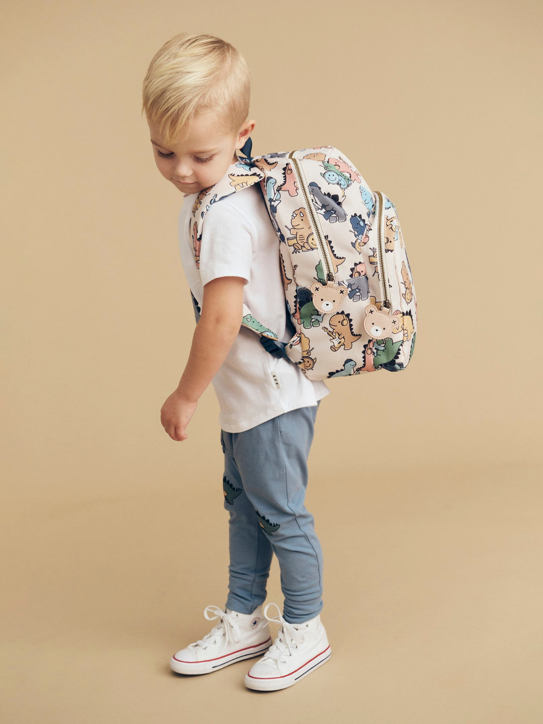 Huxbaby Dino Band Backpack - Almond Milk