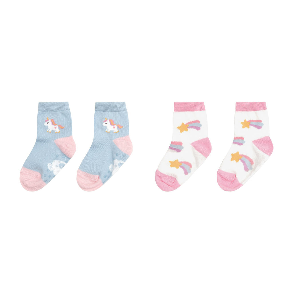 Rainbow Unicorn 2 pack Socks - Ice Water/White