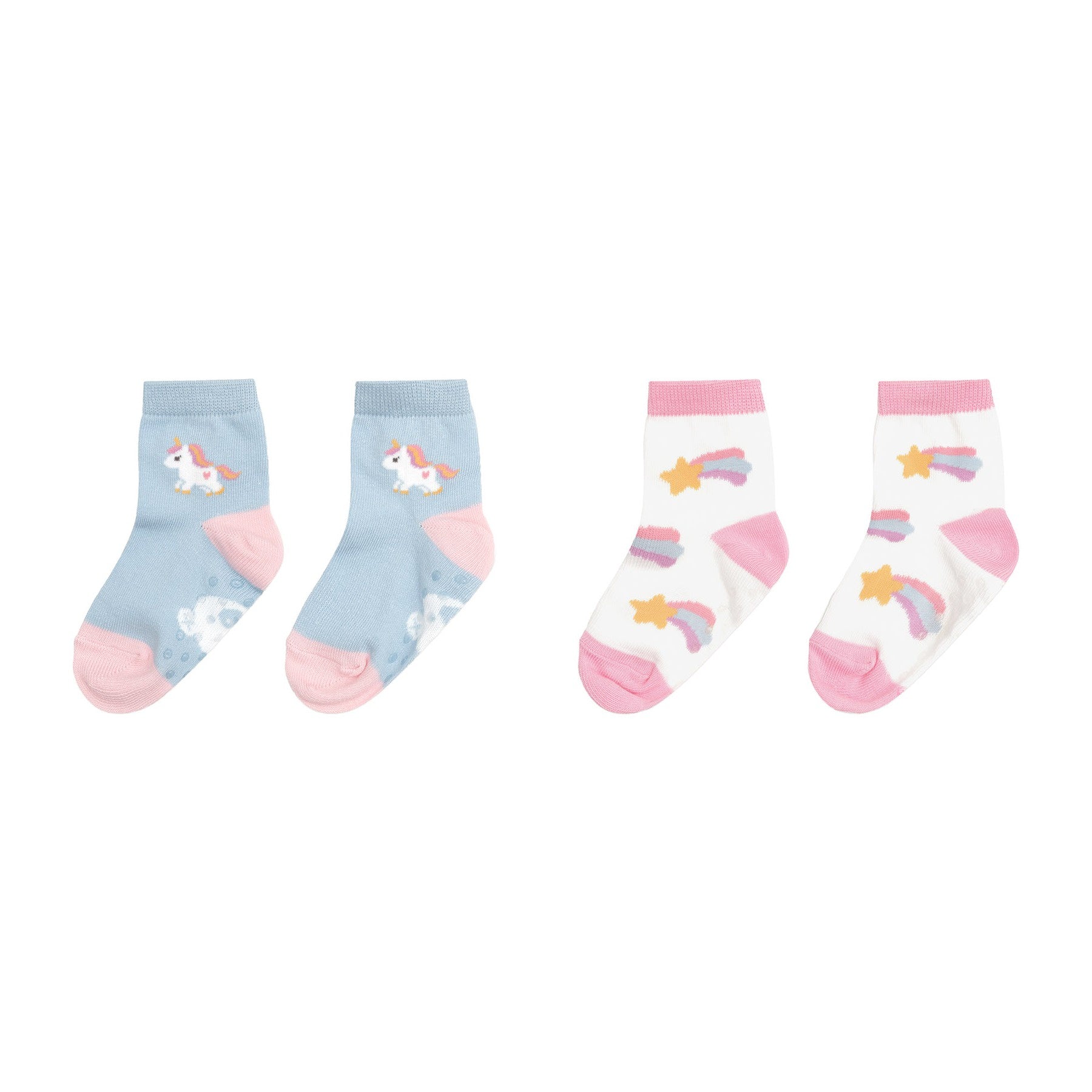 Rainbow Unicorn 2 pack Socks - Ice Water/White