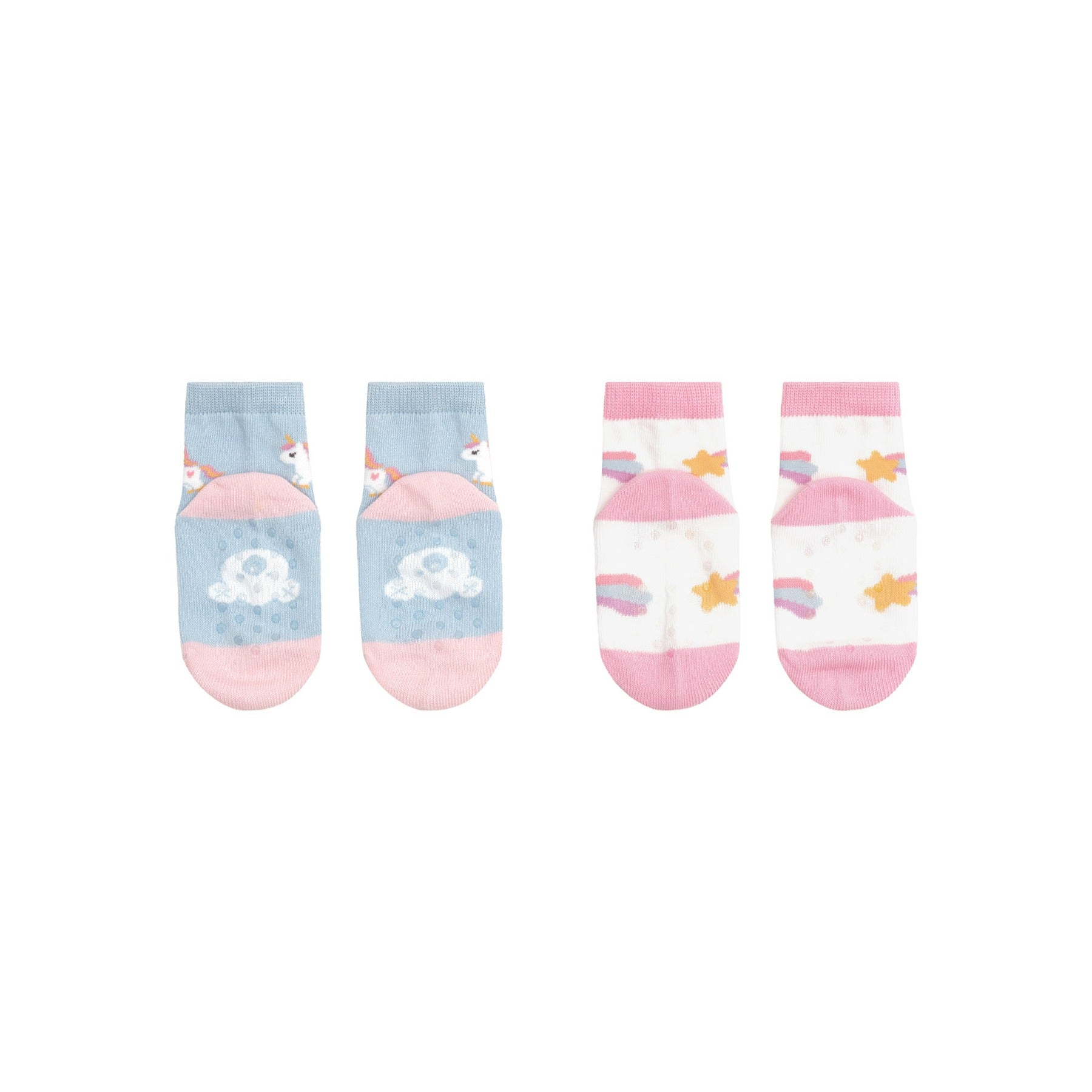 Rainbow Unicorn 2 pack Socks - Ice Water/White