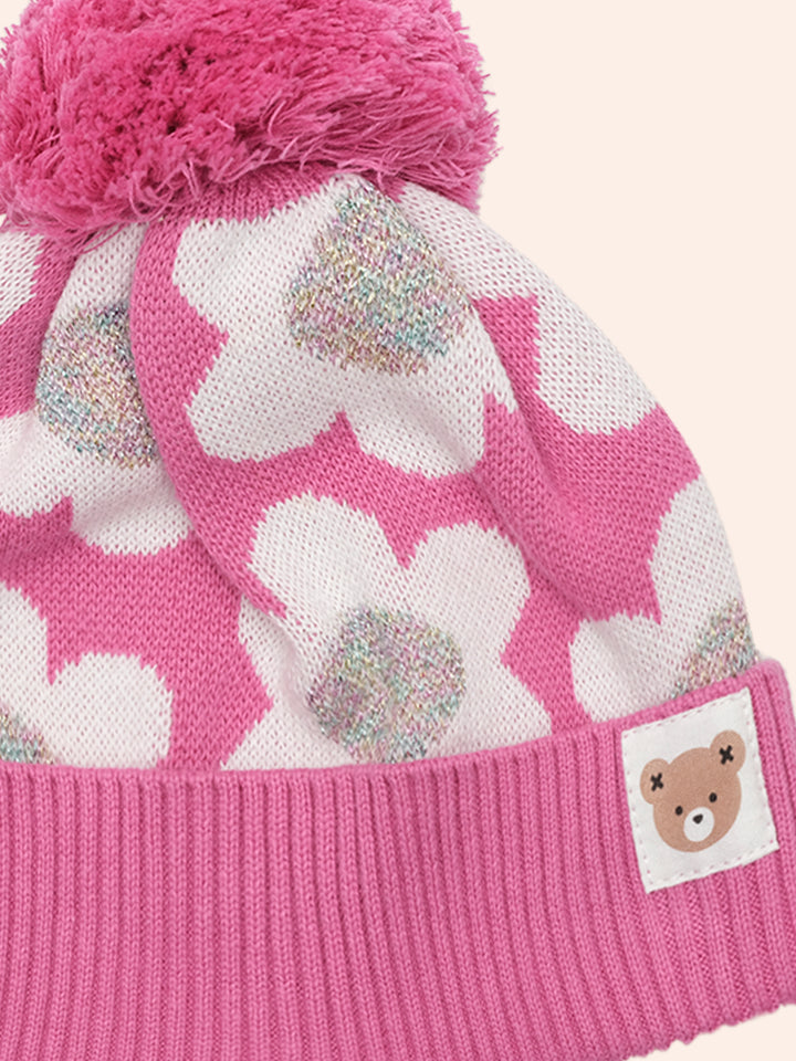 Huxbaby Raspberry Daisy Knit Beanie