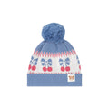 Folk Cherry Bow Beanie - Bijou Blue