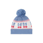 Folk Cherry Bow Beanie - Bijou Blue