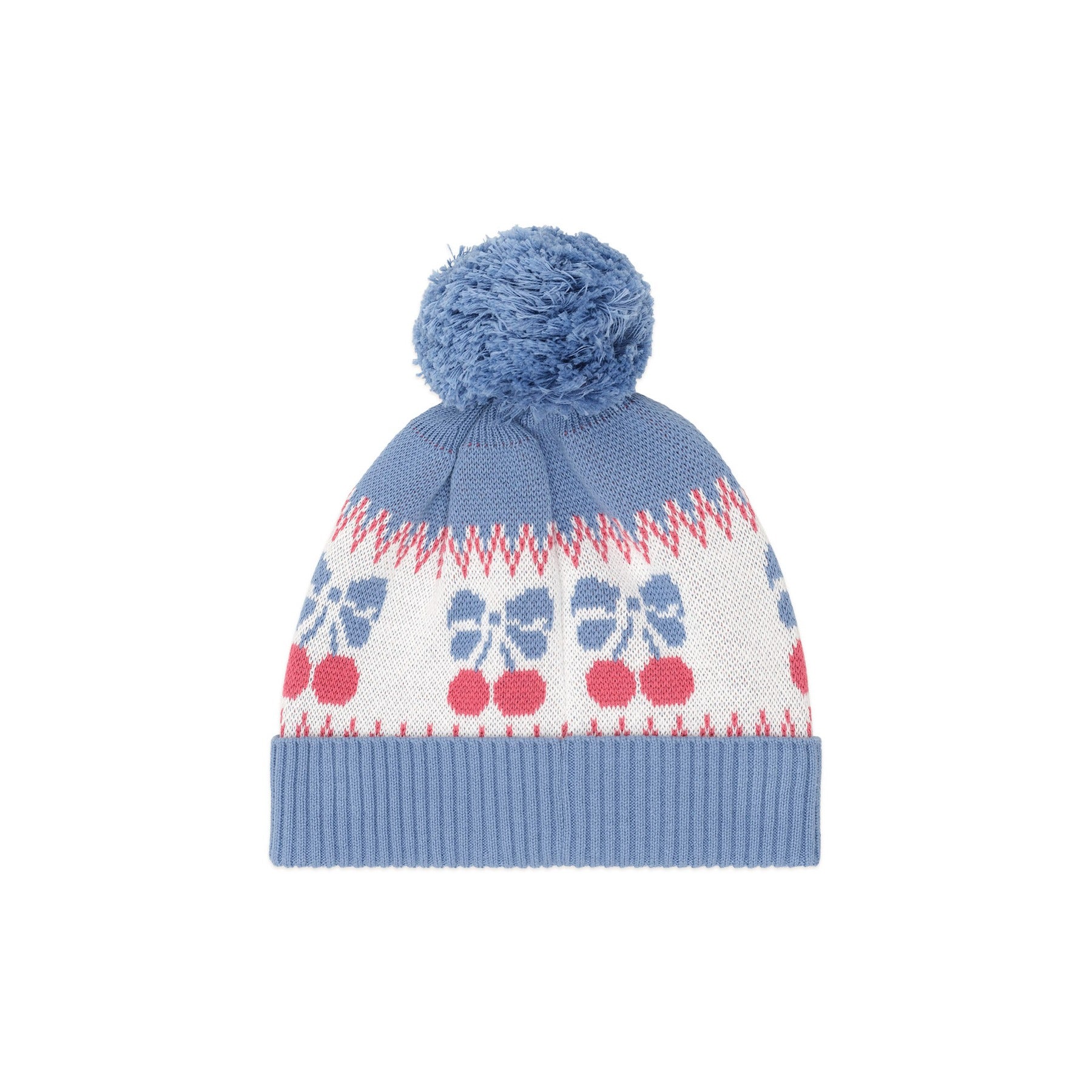 Folk Cherry Bow Beanie - Bijou Blue