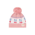 Folk Cherry Bow Beanie - Dusty Pink