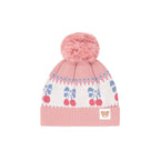Folk Cherry Bow Beanie - Dusty Pink