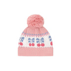 Folk Cherry Bow Beanie - Dusty Pink