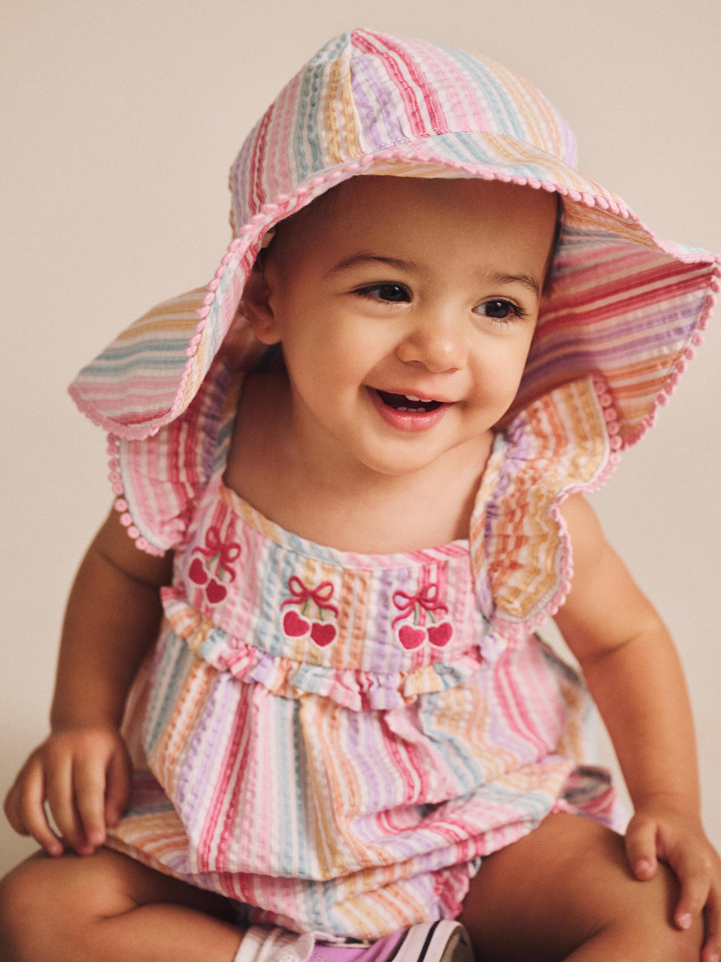 Frilly Sunhat Rainbow Stripe