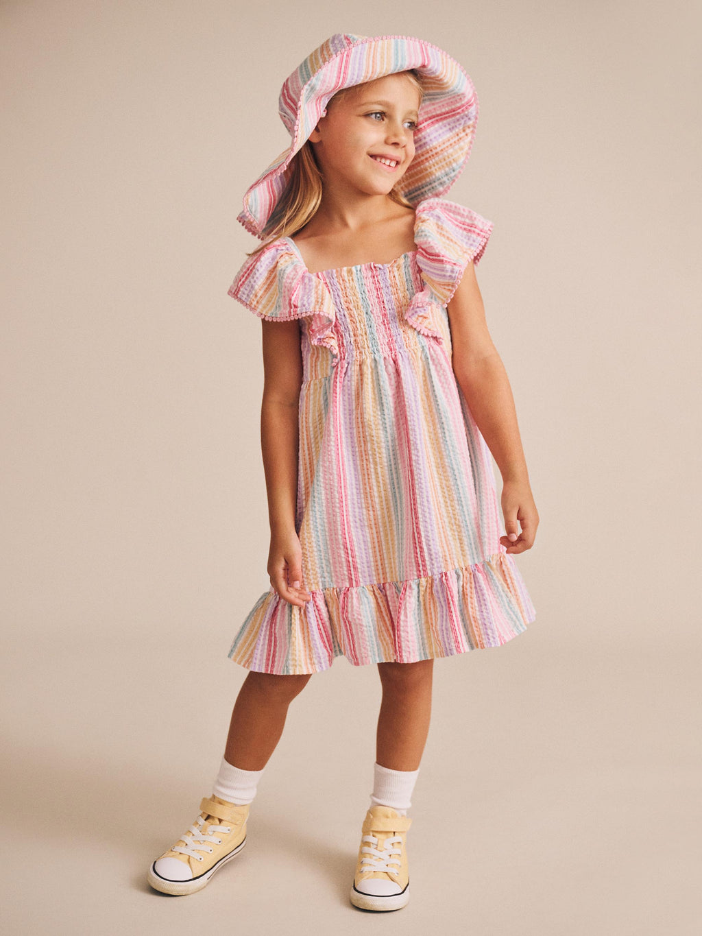 Frilly Sunhat Rainbow Stripe