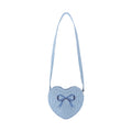 Stripe Denim Bow Heart Handbag