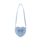 Stripe Denim Bow Heart Handbag