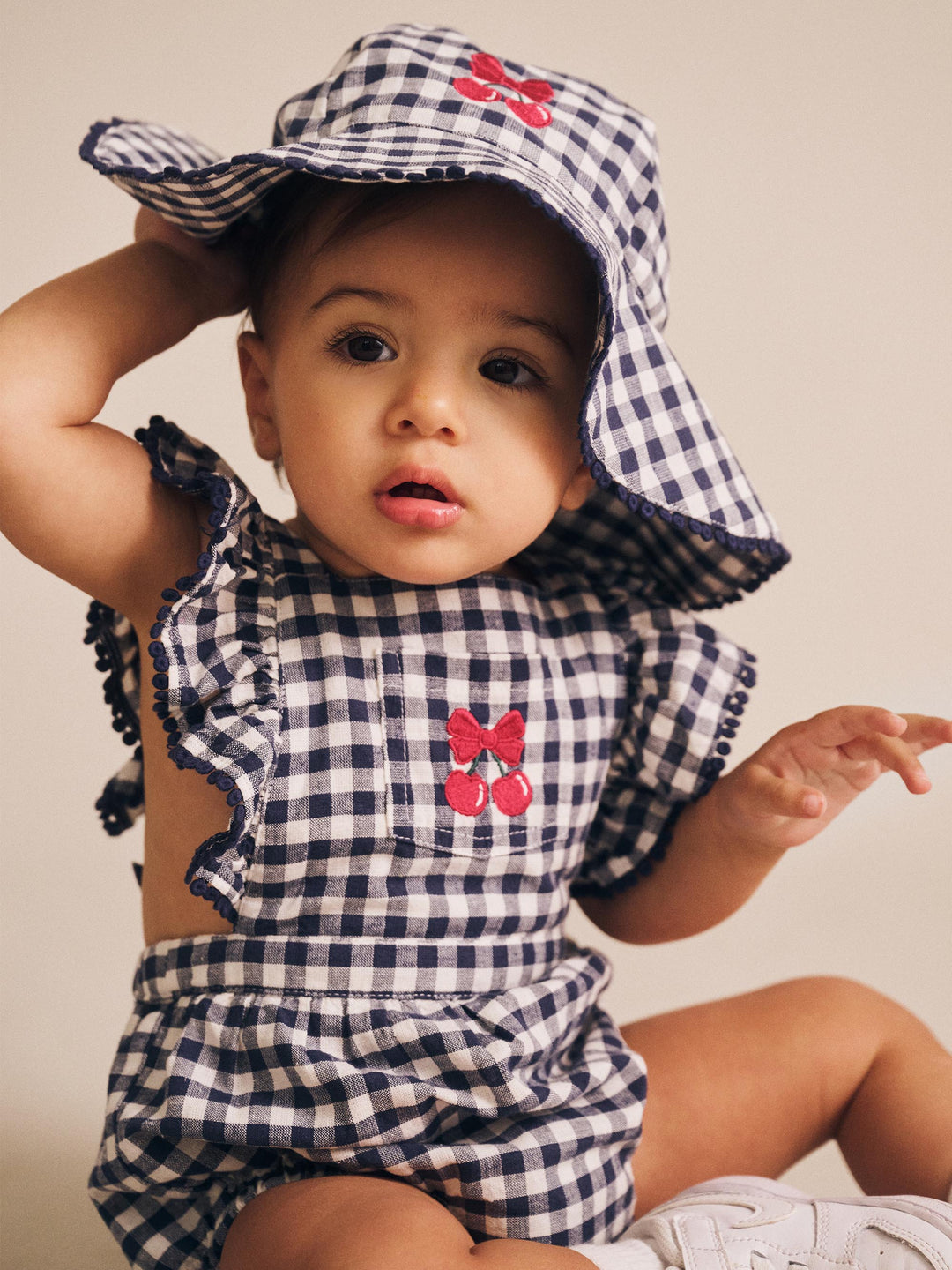 Huxbaby Frilly Sunhat Cherry Pie Check