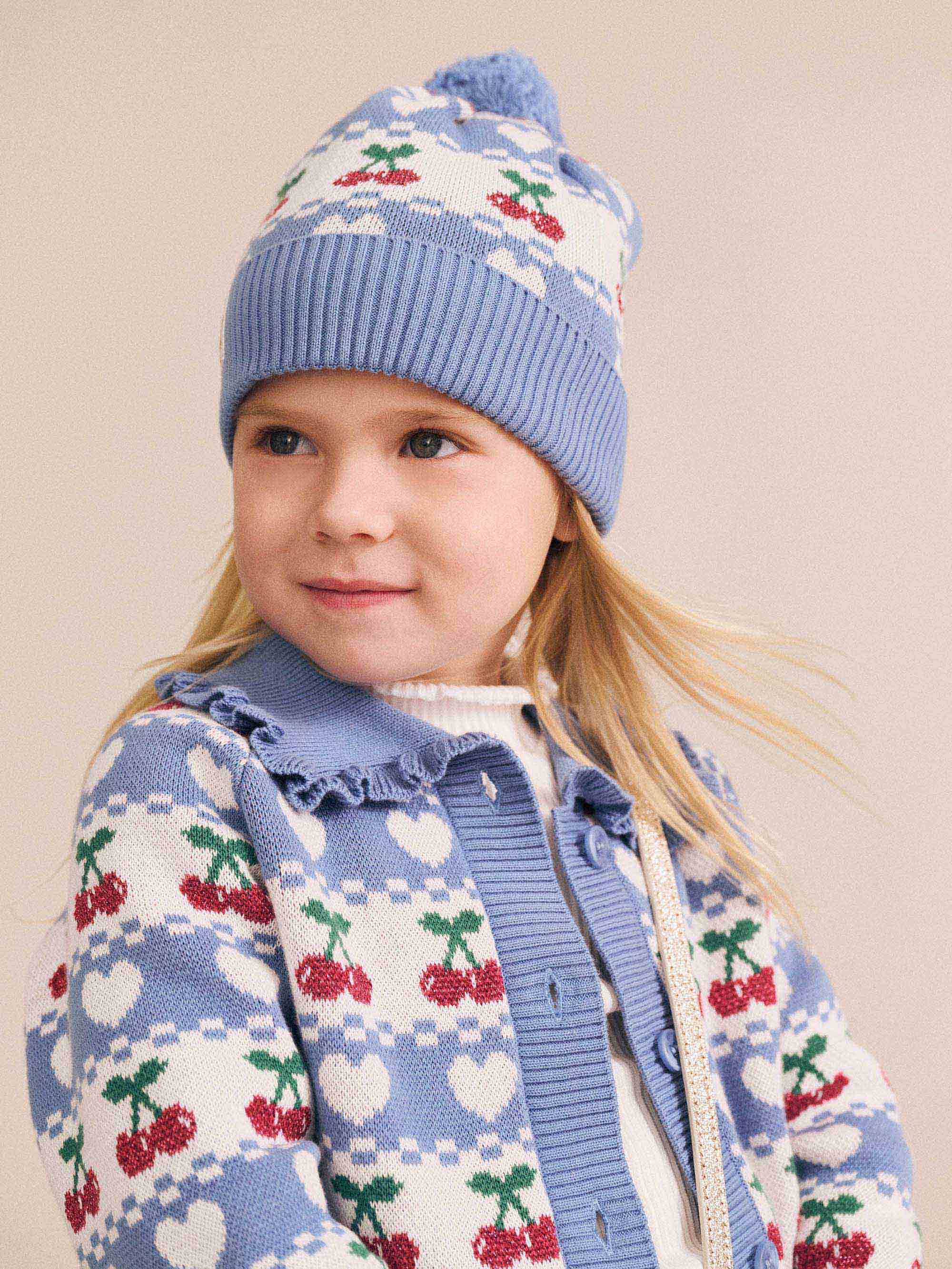 Cherry Heart Knit Beanie