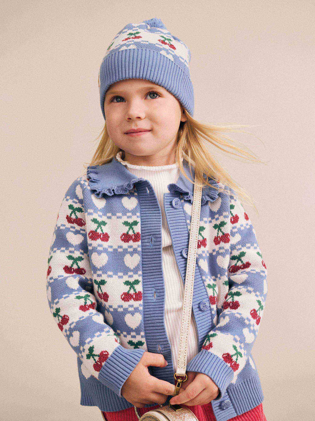 Cherry Heart Knit Beanie