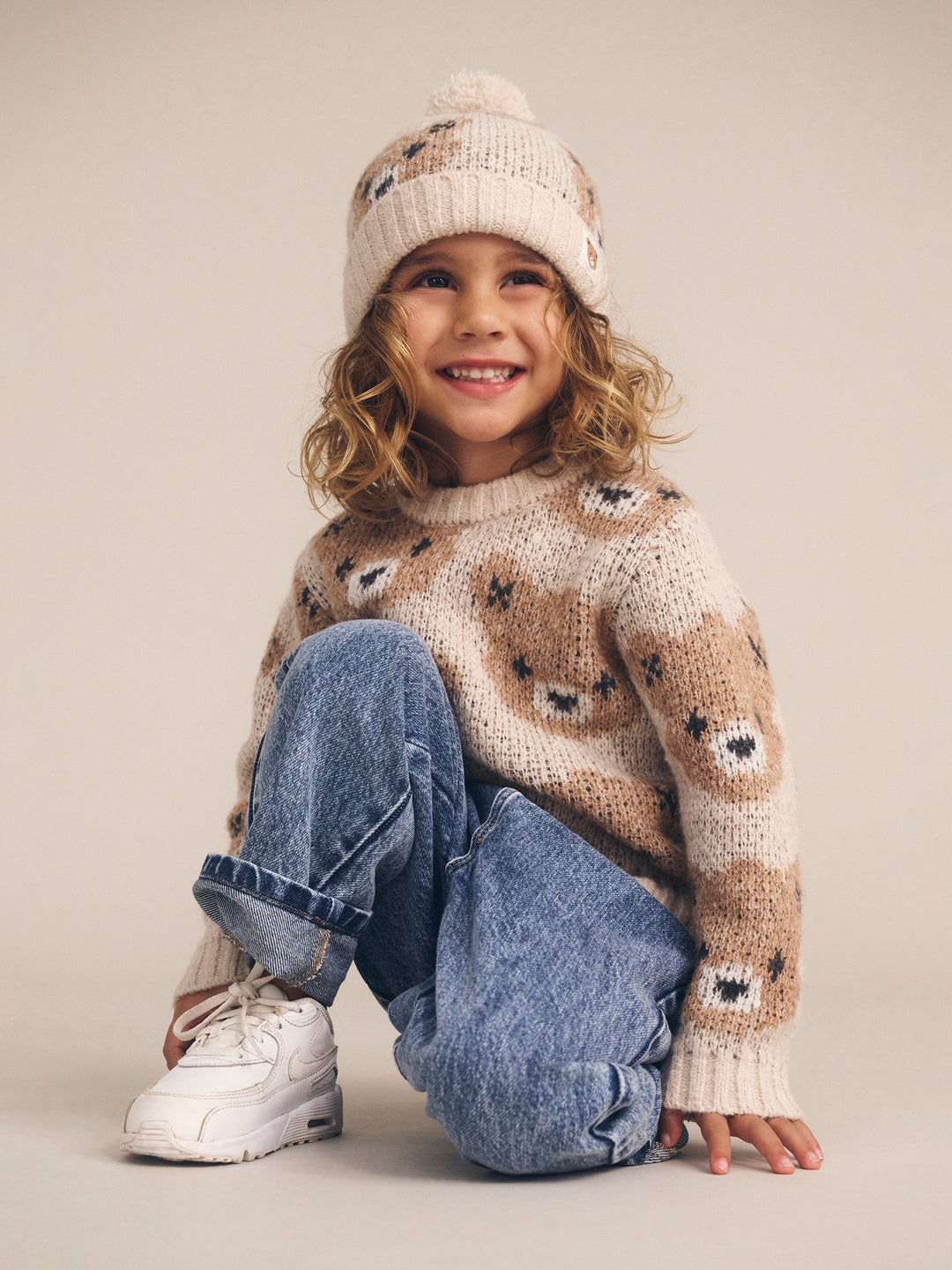 Huxbaby Ecru Huxbear Knit Beanie