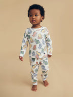 Dino Band Pj Set - Almond Milk