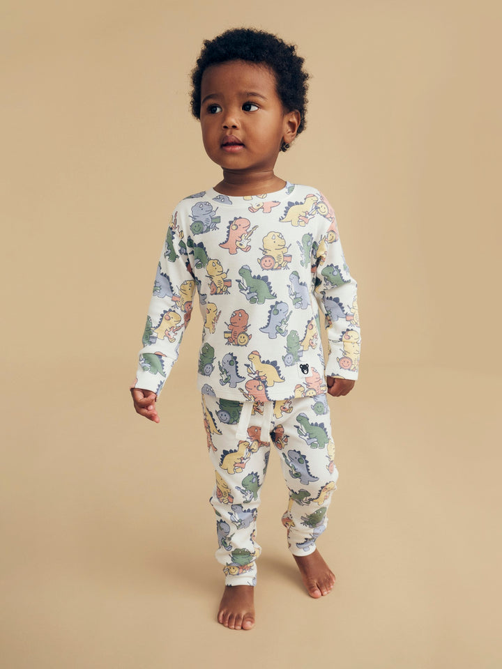 Huxbaby Dino Band Pj Set - Almond Milk