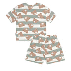 Huxbear Stripe Pyjamas - Sage/Almond Milk