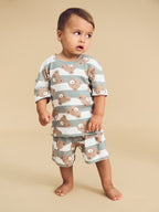 Huxbear Stripe Pyjamas - Sage/Almond Milk
