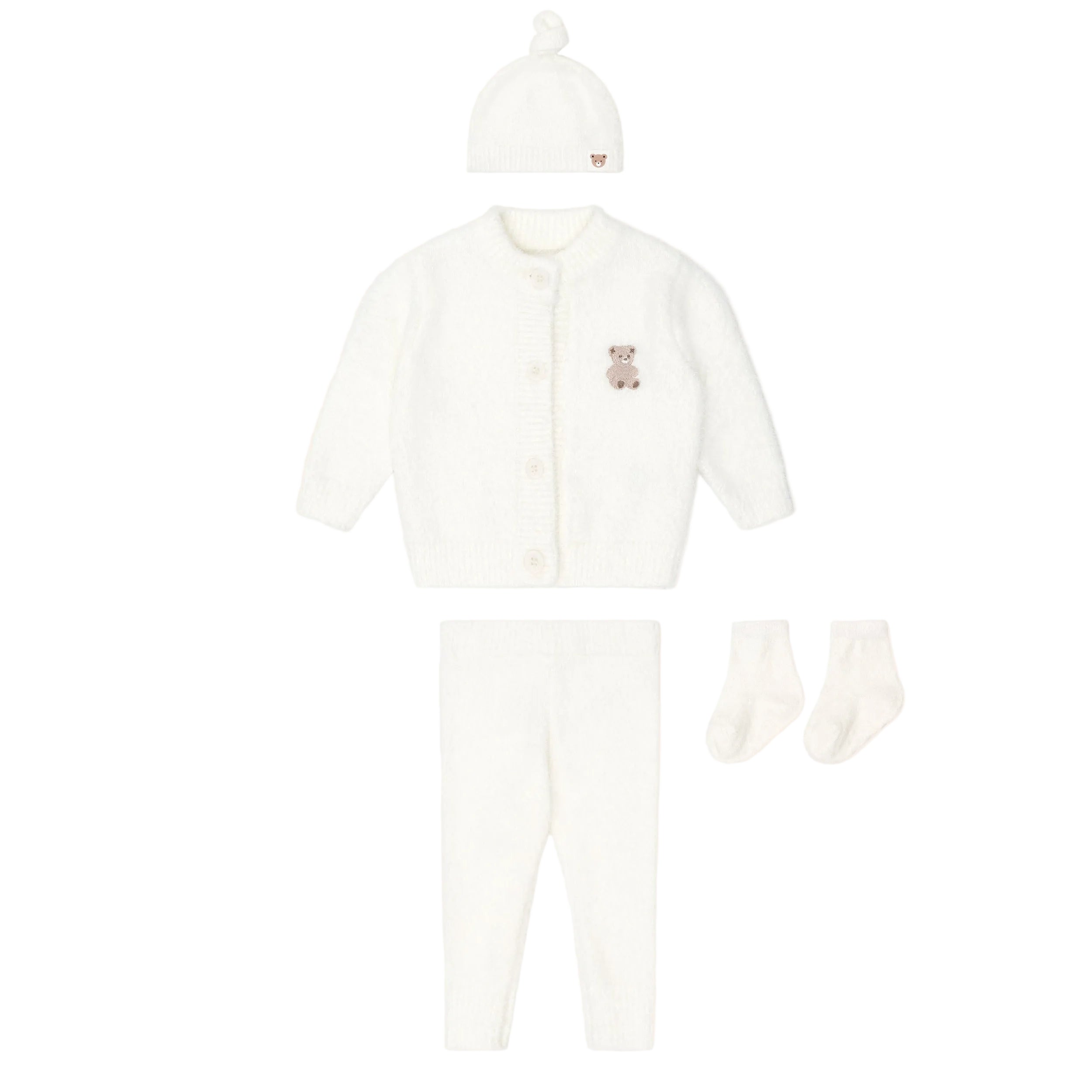 My First Hux Almond Milk 4Pc Boucle Newborn Set