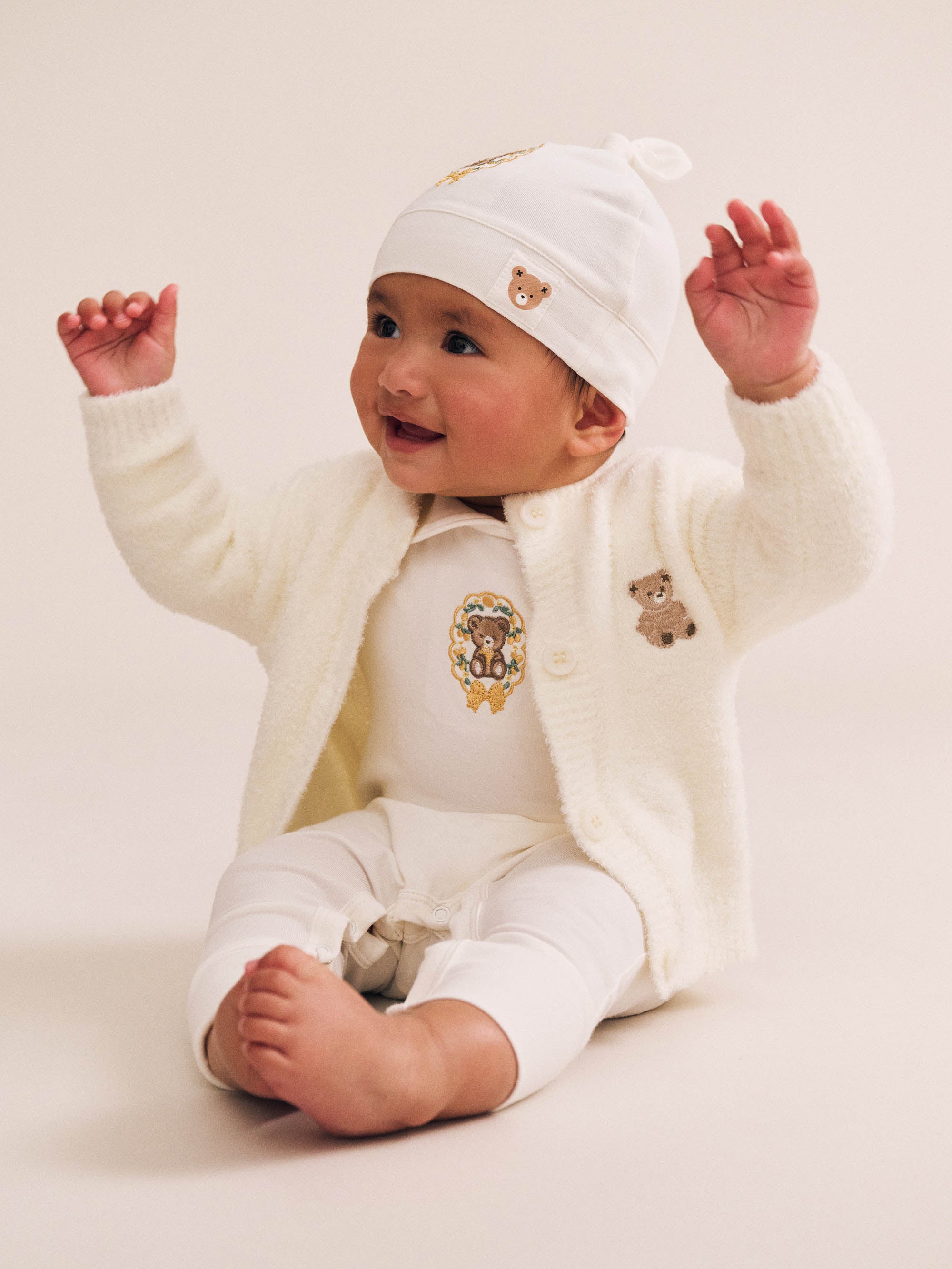 My First Hux Almond Milk 4Pc Boucle Newborn Set