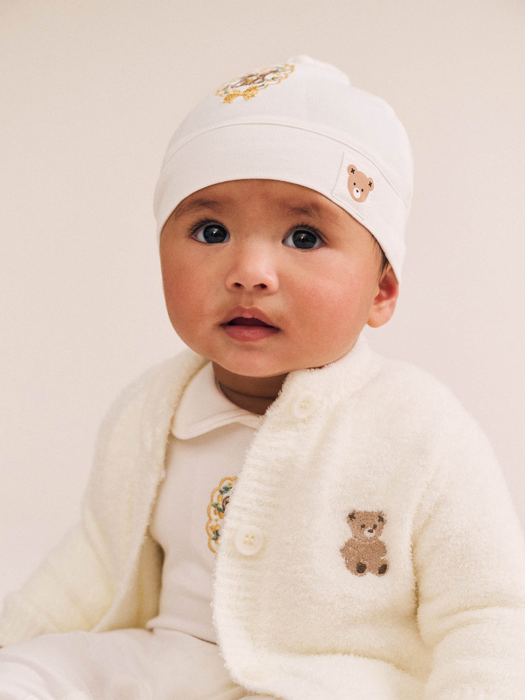 My First Hux Almond Milk 4Pc Boucle Newborn Set