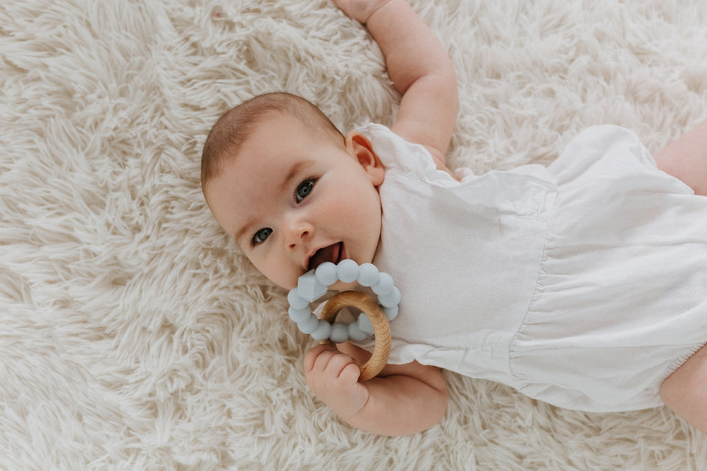 May Gibbs Moon Teether - Soft Blue
