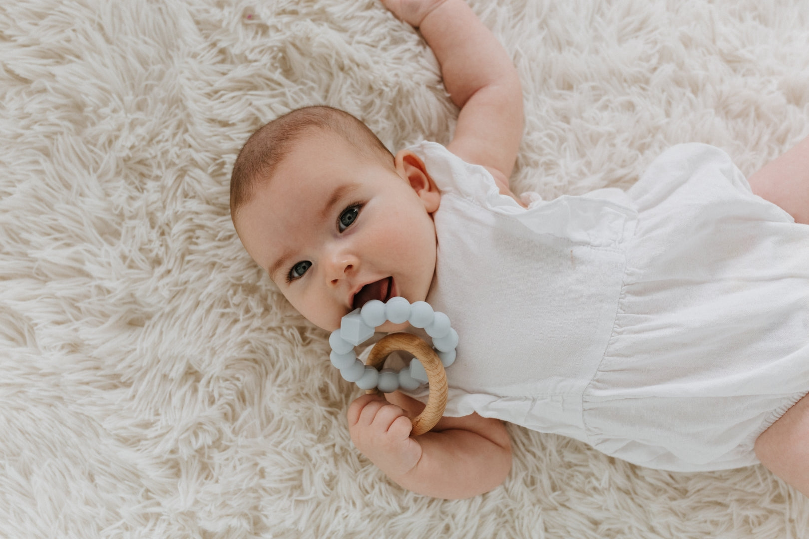 May Gibbs Moon Teether - Soft Blue