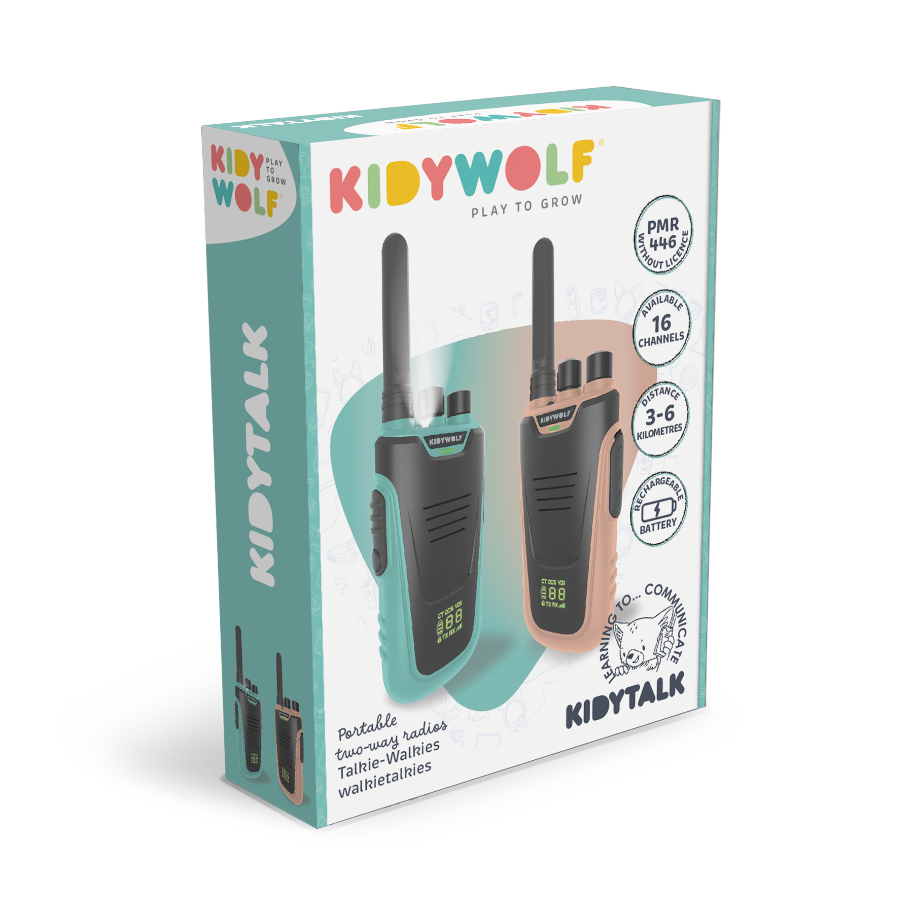Kidytalk - Long Range Walkie-Talkie - Natural/Cyan