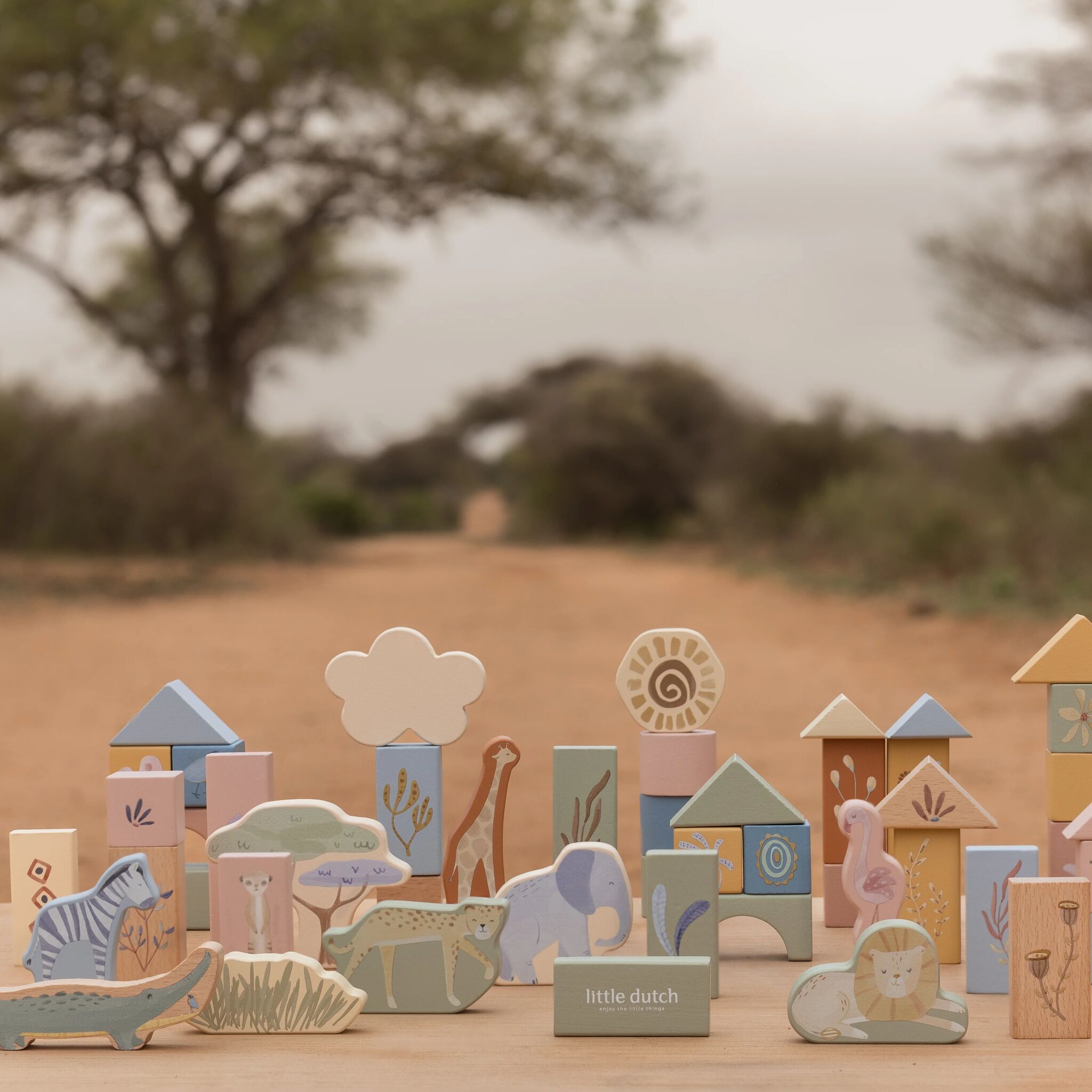 Safari Friends Wooden Building Blocks