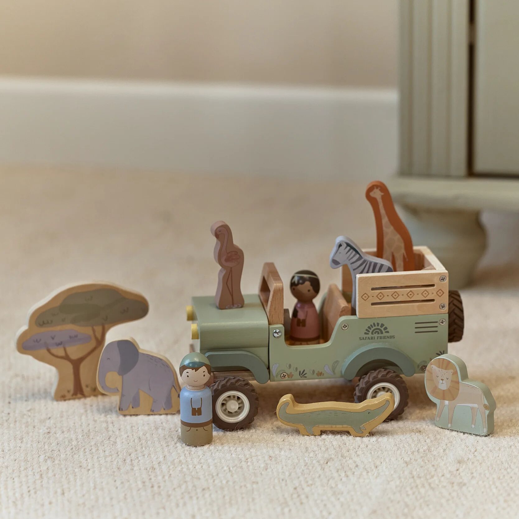 Wooden Safari Car with Animals