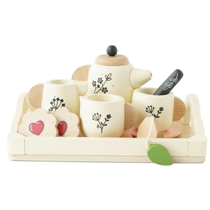 Wooden Tea Set & Tray - 12 Pieces