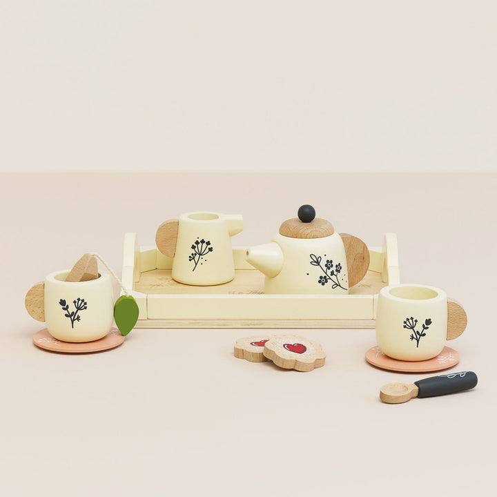 Wooden Tea Set & Tray - 12 Pieces