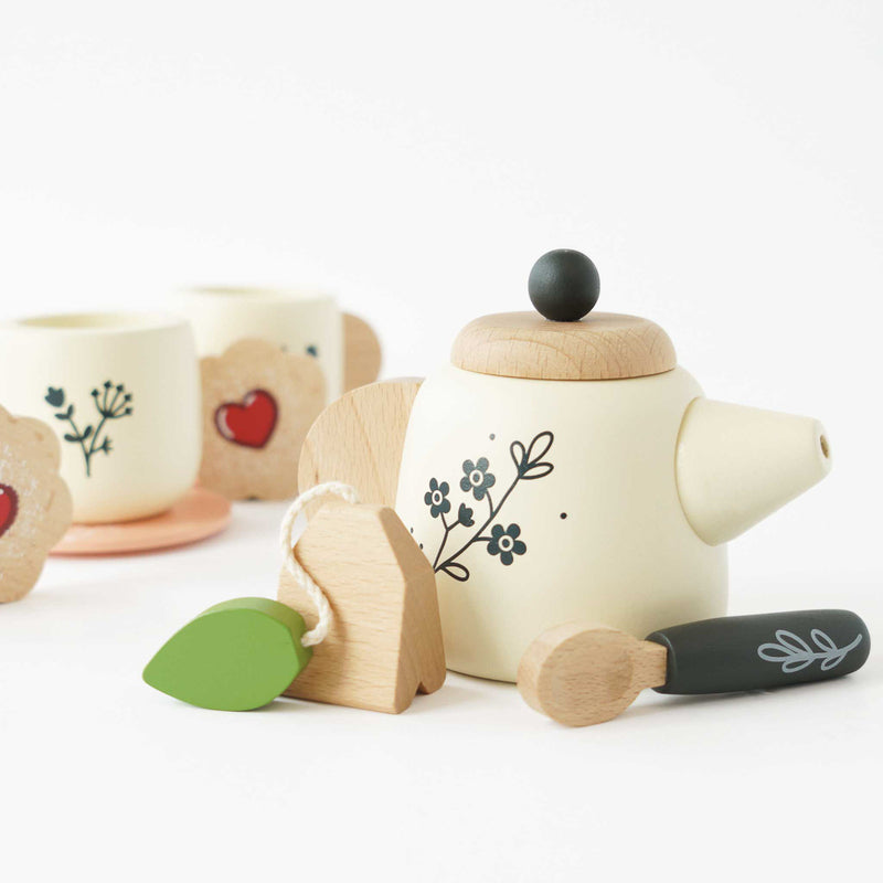 Wooden Tea Set & Tray - 12 Pieces