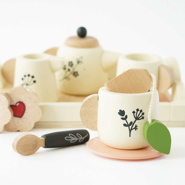 Wooden Tea Set & Tray - 12 Pieces