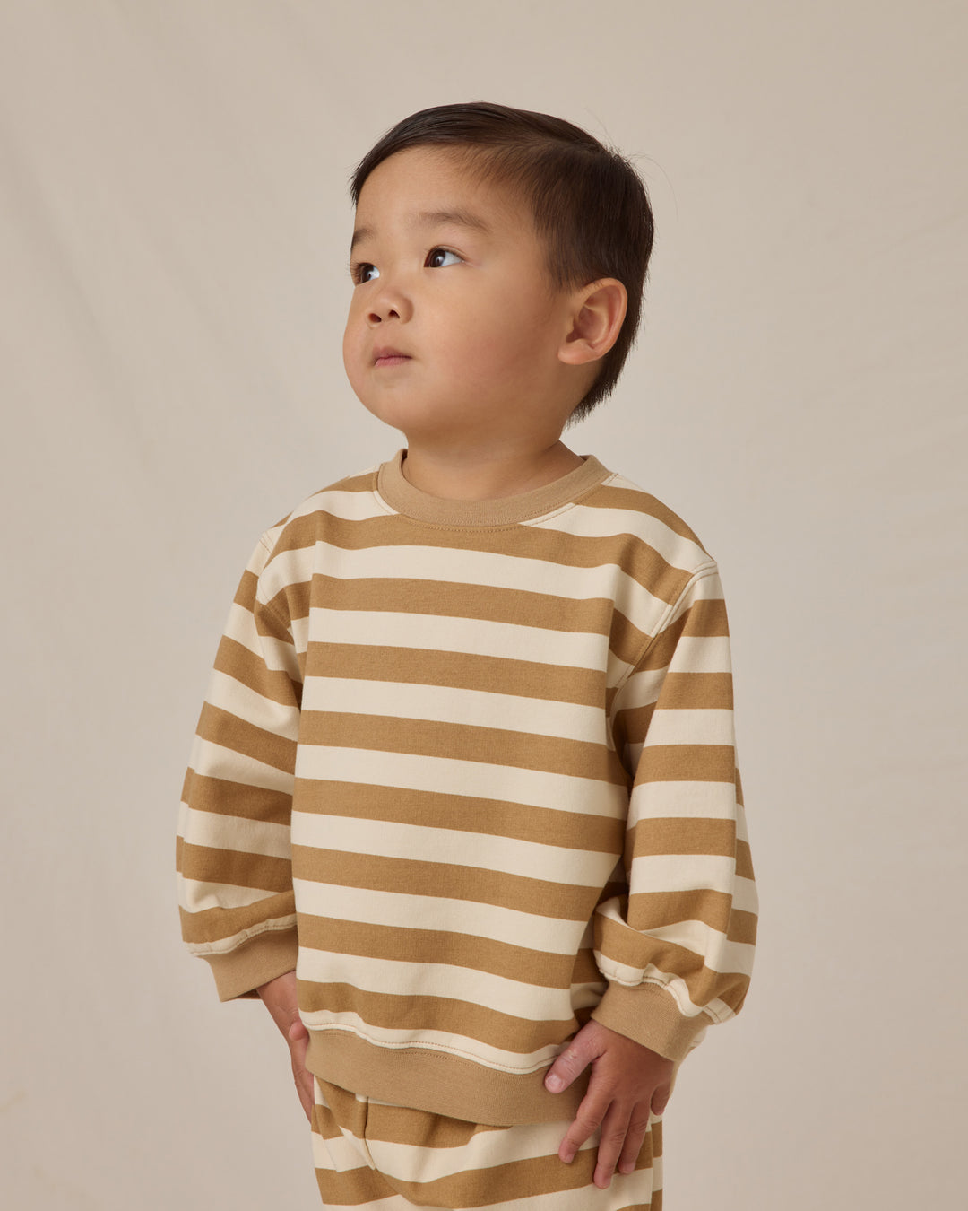 PRE-ORDER Quincy Mae Oversized Crew Sweatshirt - Gold Stripe